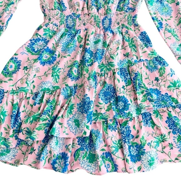 Lilly Pulitzer Cristiana floral long-sleeve dress Conch Shell Pink Rumor Has It - Picture 6 of 16